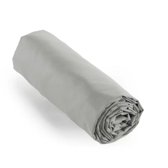 Sábana bajera en percal de algodón  (140 cm) Cali Gris claro