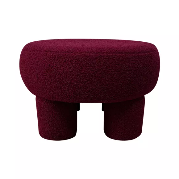 Runder Hocker Schaffelloptik (D51 cm) Jade Kirschrot