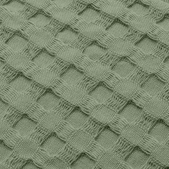Jeté de lit coton nid d'abeille (130 x 160 cm) Maya Vert romarin