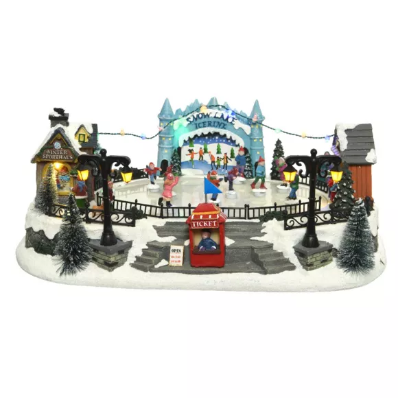 Verlicht en muzikaal kerstdorp Buiten ijsbaan