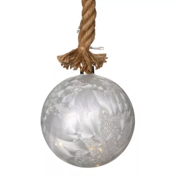 Suspension lumineuse à piles 24 LED (D15 cm) Boule glacée Blanc chaud