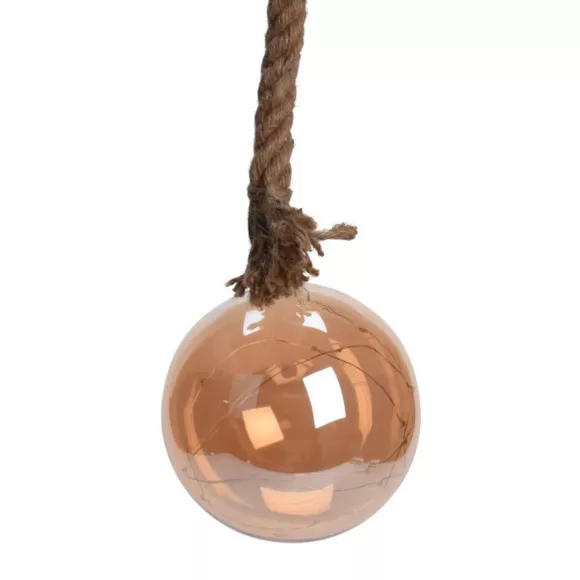 Suspensión luminosa Bola de cristal ámbar que funciona con pilas	 Blanco cálido 24 LED
