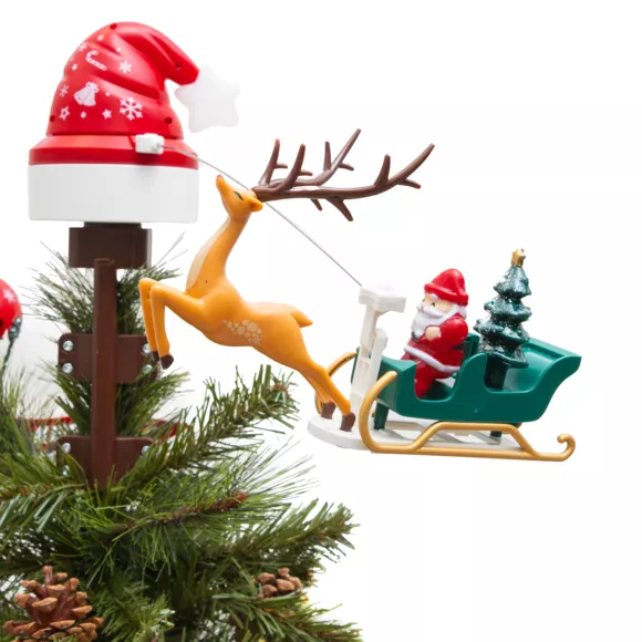 Roterende en muzikale kerstboomtopper Kerstmanhoed
