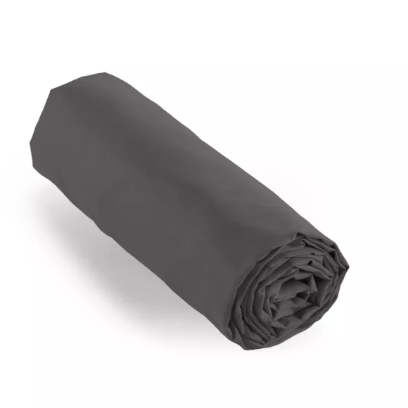 Drap housse percale de coton (140 x 190 cm) Cali Gris anthracite