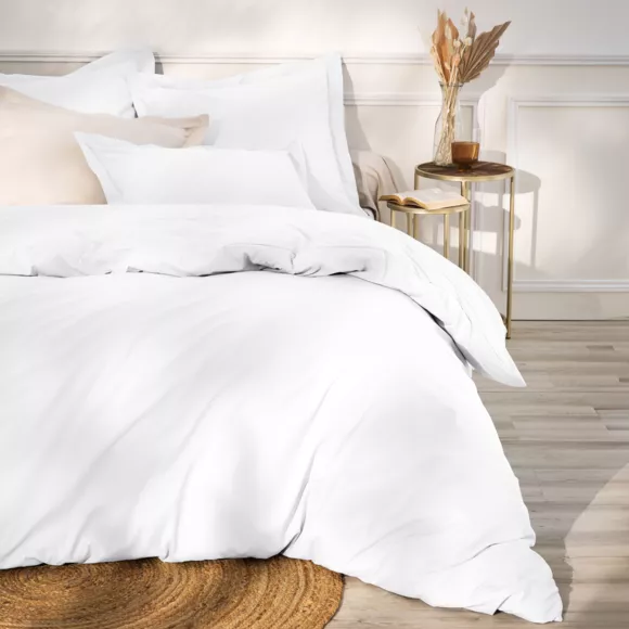 Drap plat percale de coton (270 x 300 cm) Cali Blanc
