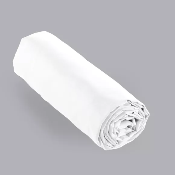 Sábana bajera en percal de algodón  (180 cm) Cali Blanco