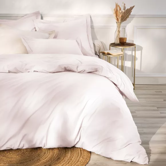 Drap plat percale de coton (240 x 300 cm) Cali Rose poudré
