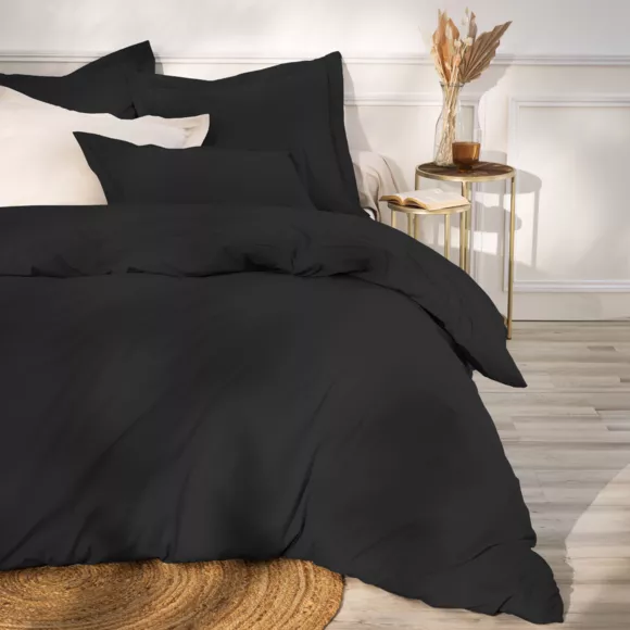 Drap plat percale de coton (180 x 290 cm) Cali Noir