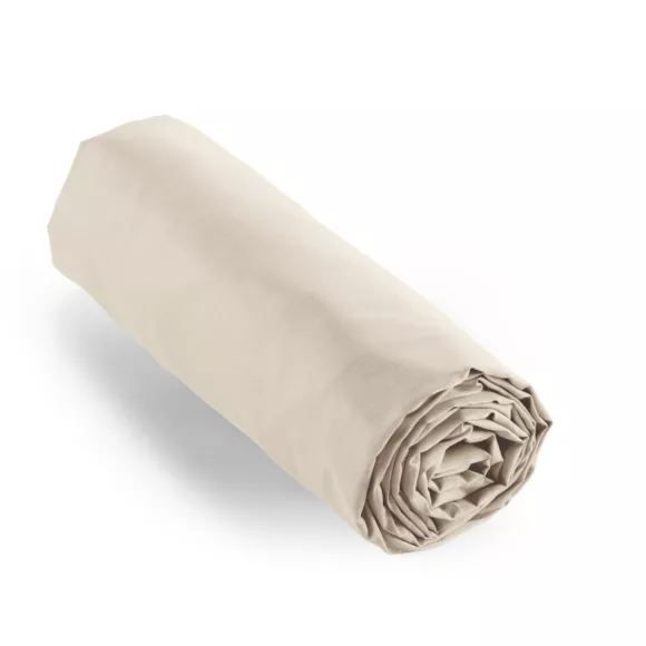 Drap housse percale de coton (90 x 190 cm) Cali Beige