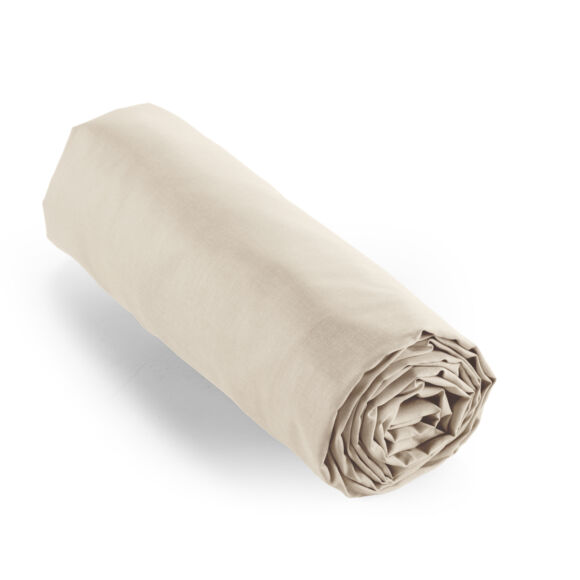 Lenzuolo con angoli percalle di cotone (140 cm) Cali Beige lino