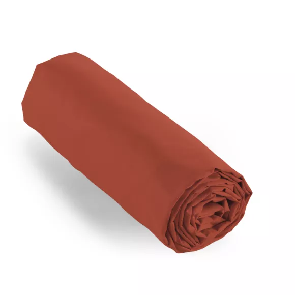 Drap housse percale de coton (140 x 190 cm) Cali Terracotta