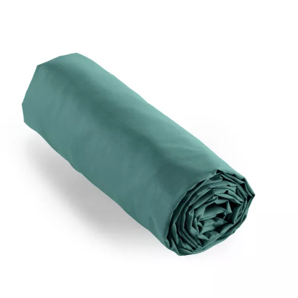 Drap housse percale de coton (200 x 200 cm) Cali Bleu canard