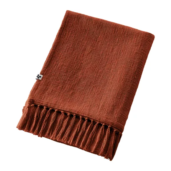 Plaid 180 x 220 cm Slub SIXTINE Terracotta