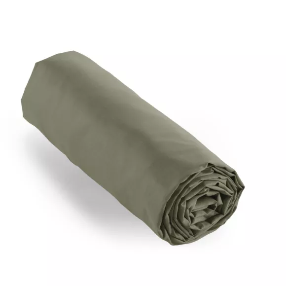 Drap housse percale de coton (90 x 200 cm) Cali Vert romarin