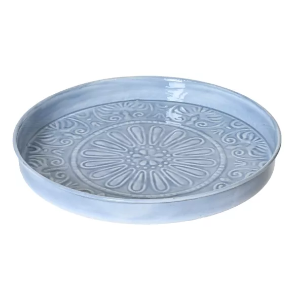 Plateau rond décoratif (D32 cm) Fleurs d'Ésmée Bleu