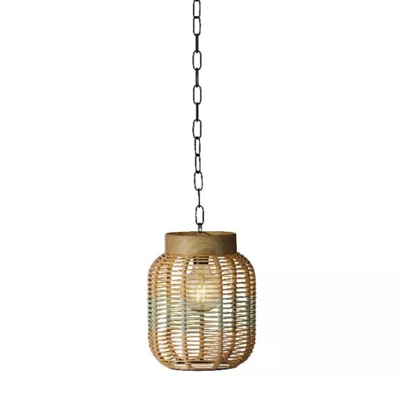 Suspension de jardin solaire résine tressée LED (D20 cm) Toscane Vert