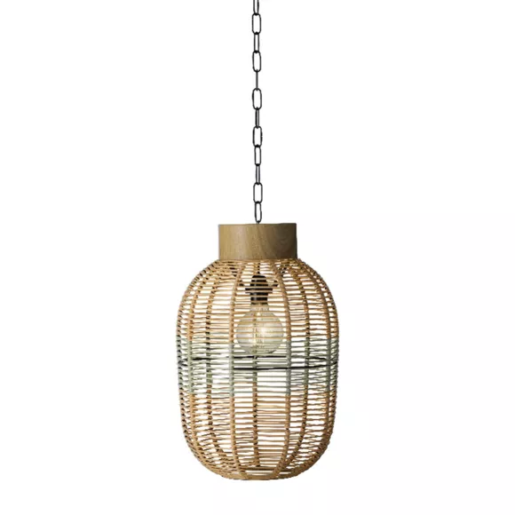 Suspension de jardin solaire résine tressée LED (D27 cm) Toscane Vert