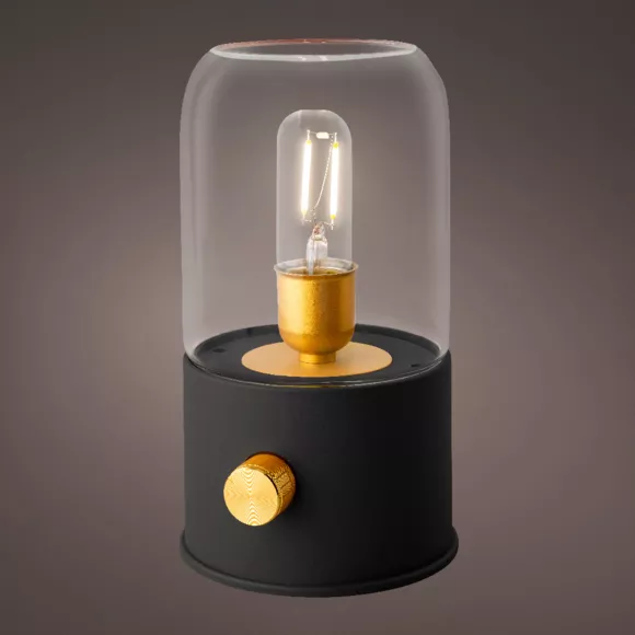 Lampe tempête sans fil rechargeable USB (H20 cm) Noir