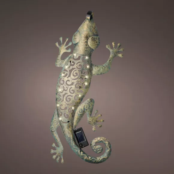 Lampe murale solaire en métal (L51 cm) Gecko - Vert antique