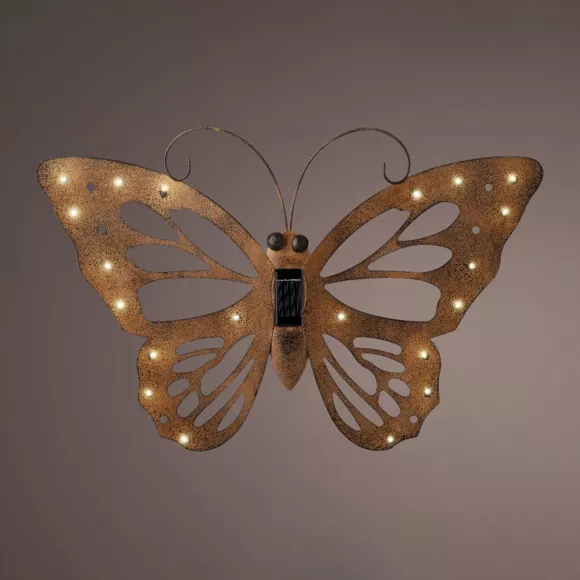 Lampe murale solaire en métal (L53 cm) Papillon - Brun antique