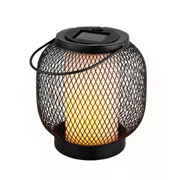 Lanterne solaire métal à LED (H15 cm) Croisillon - Noir