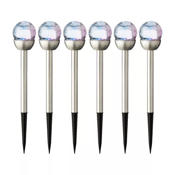 Set van 6 buitenlampen op zonne-energie glas - Meerkleurig