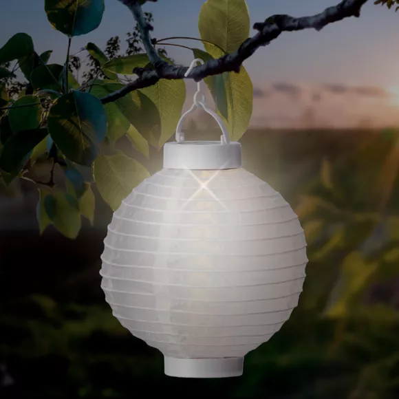 Lanterne chinoise solaire (D20 cm) Papier - Blanc chaud