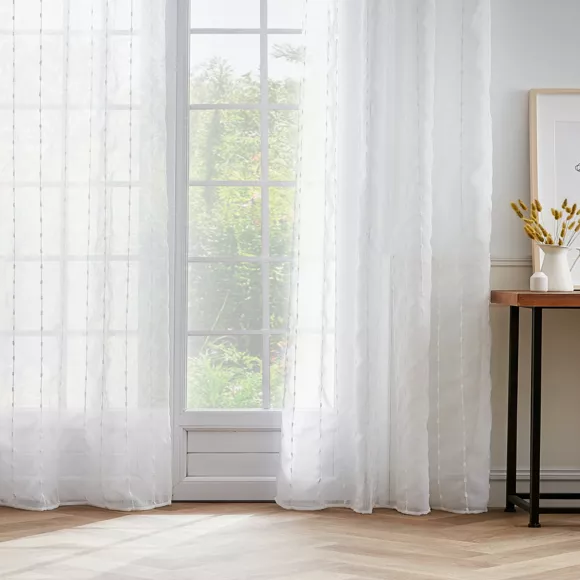 Visillo con ojales y pompones (140 x 280 cm) Axel Blanco