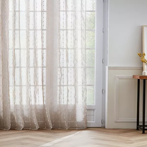 Visillo con cinta fruncida y pompones (280 x 240 cm) Axel Beige