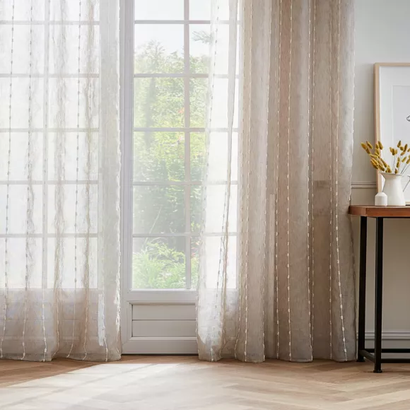 Visillo con cinta fruncidora y pompones (140 x 240 cm) Axel Beige