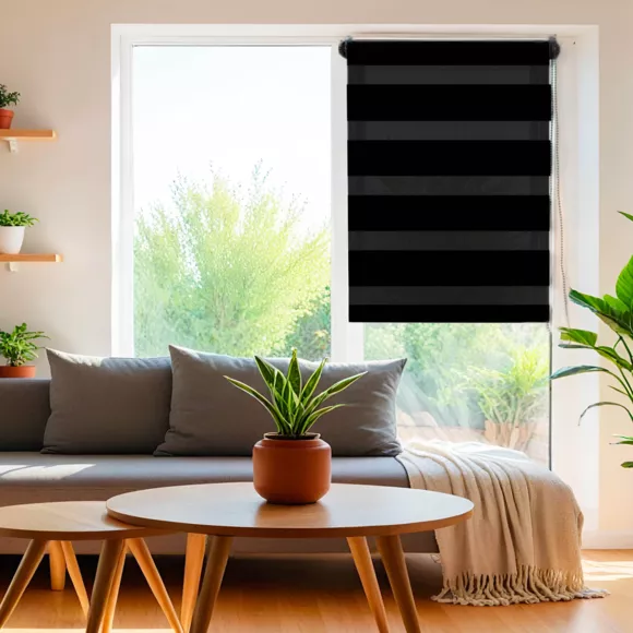 Store enrouleur Jour / Nuit (45 x 180 cm) Noir 2