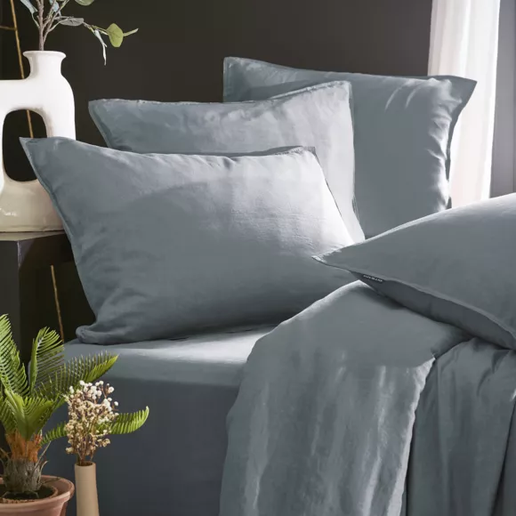 Bettbezug aus gewaschenem TENCEL™ Lyocell (280 x 240 cm) Olivia Sturmblau