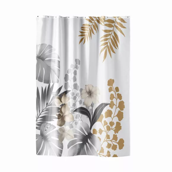 Douchegordijn met ringen (180 x 200 cm) Kelly Wit