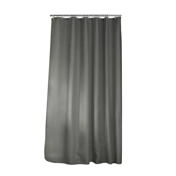 Rideau de douche effet tissé à anneaux (180 x 200 cm) Quartz Gris anthracite
