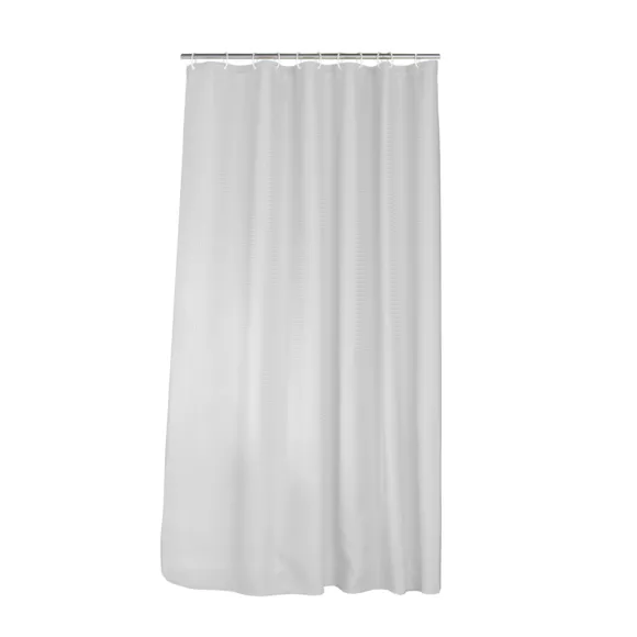 Rideau de douche effet tissé à anneaux (180 x 200 cm) Quartz Blanc
