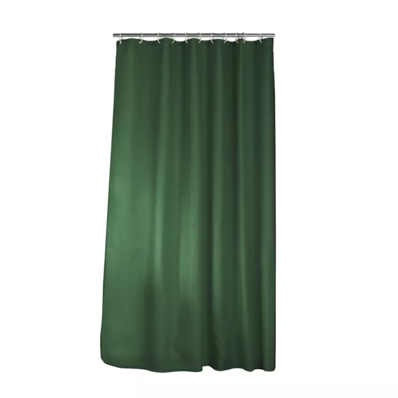 Rideau de douche effet tissé à anneaux (180 x 200 cm) Quartz Vert kaki