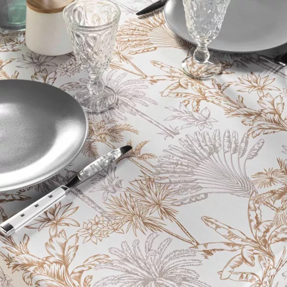 Nappe Rectangle (145 x 240 cm) Canarie Naturel, Polyester ImprimŽ