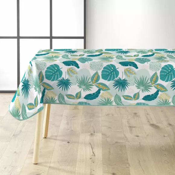 Fleckabweisende rechteckige Tischdecke Stoff PVC wasserdicht (140 x 240 cm) Plantania Blau