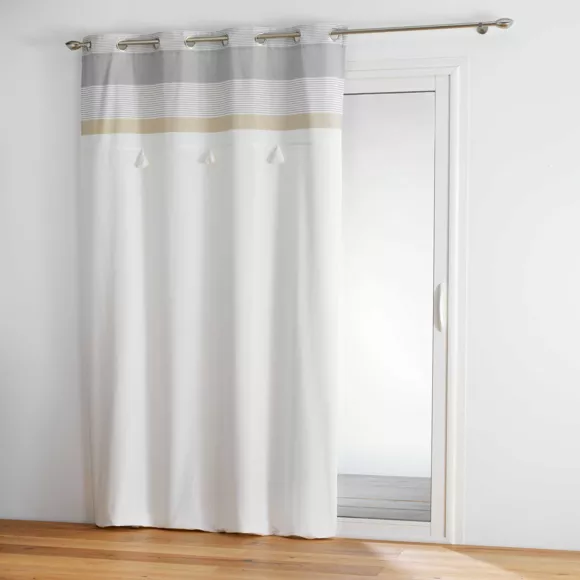 Rideau ˆ Oeillets (140 x 240 cm) Iliade, Coton Finition Top Pompons