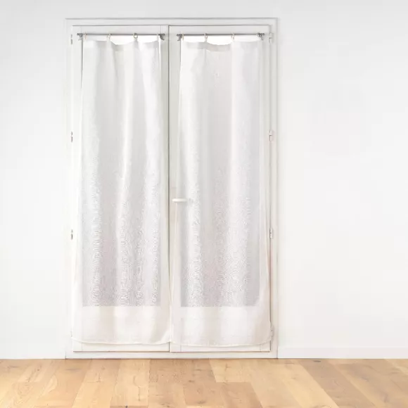 Set van 2 geweven gordijnen houten oogjes (70 x 200 cm) Minalisa Wit