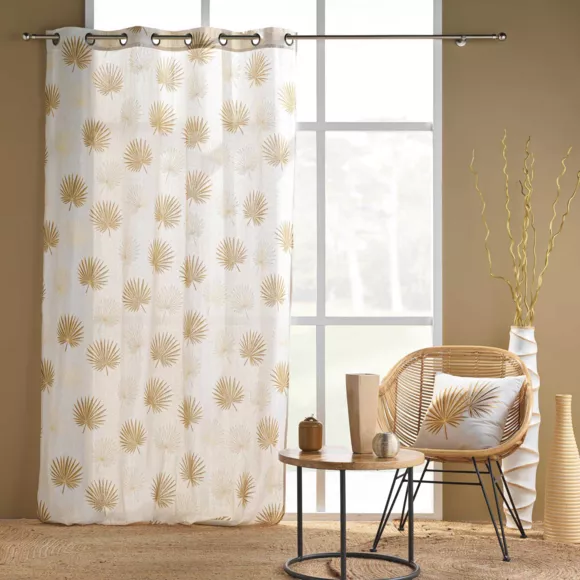 Coussin DŽhoussable (45 x 45 cm) Lotus Ocre, Polycoton ImprimŽ MŽtallisŽ