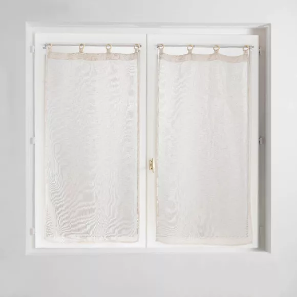 Paire de Voilages ˆ Oeillets Bois (2 x 60 x 120 cm) Minalisa Lin, Voile TissŽ