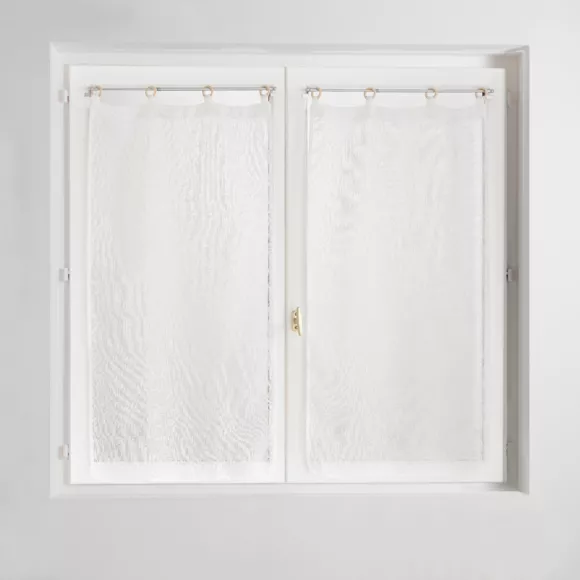 Paire de Voilages ˆ Oeillets Bois (2 x 60 x 120 cm) Minalisa Blanc, Voile TissŽ