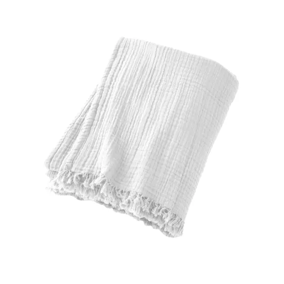Plaid gaze de coton (220 cm) Gaïa Blanc chantilly 3
