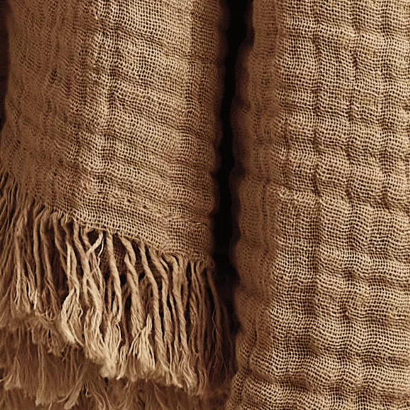 Plaid aus Baumwoll-Gaze (220 cm) Gaïa Camel 2
