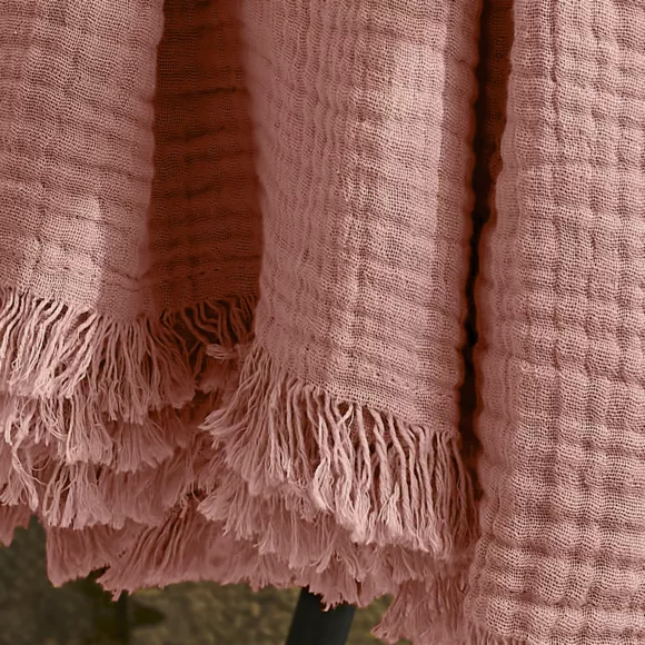 Manta en gasa de algodón (220 cm) Gaïa Rosa durazno 2