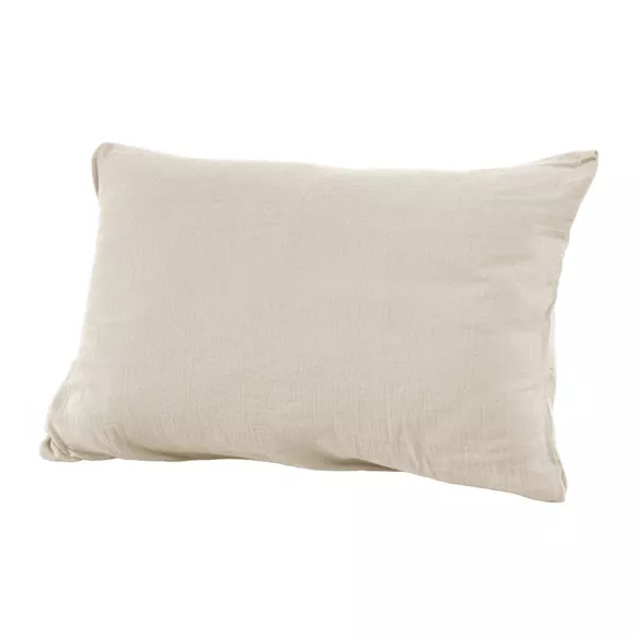 Rechteckiger Kopfkissenbezug aus Baumwoll-Gaze (80 cm) Gaïa Beige 4
