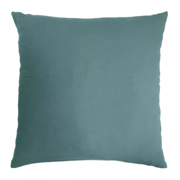 Quadratischer Kopfkissenbezug aus Baumwoll-Gaze (60 cm) Gaïa Petrolblau 3