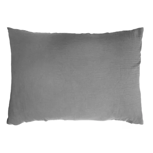 Funda para almohada rectangular en en gasa de algodón (L70 cm) Gaïa Gris granito 4
