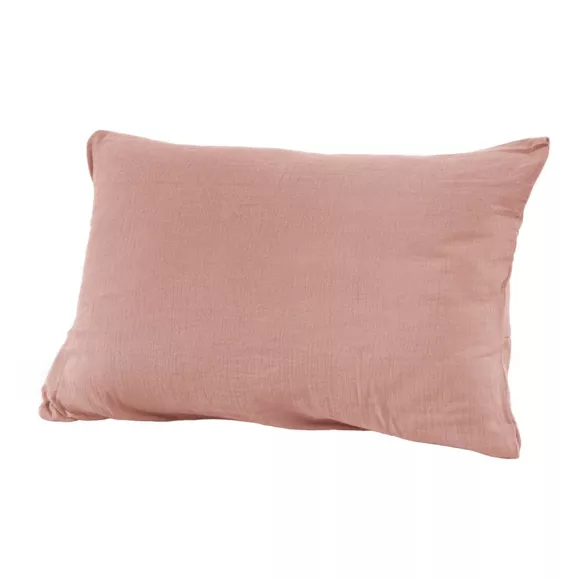 Funda para almohada rectangular en en gasa de algodón (L70 cm) Gaïa Rosa durazno 3